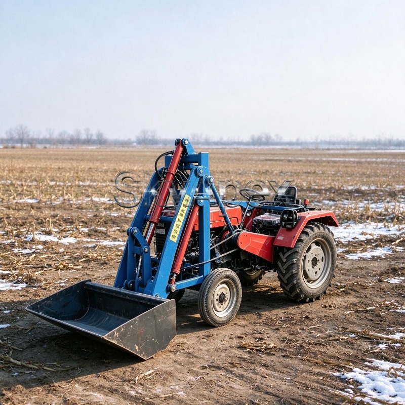 コンパクトな油圧式農用トラクター用フロントローダー。果樹園や - Farming Jobs のレビューと価格